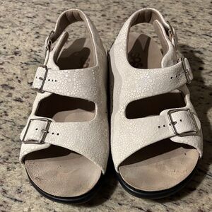 SAS Off-White Vanilla Textured Slingback Sandal with Buckle